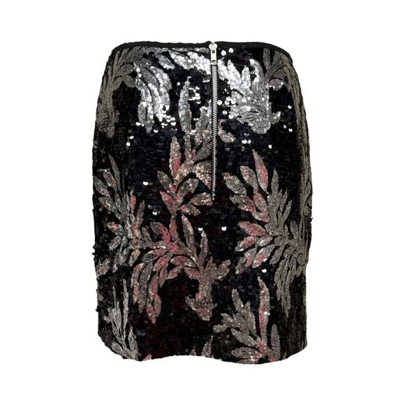 Walter Baker Letty Skirt Size 6 Black and Silver Sequin Mini Skirt Zip Back NWT - Picture 5 of 8